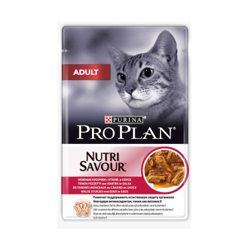 Влажный корм для взрослых кошек Purina Pro Plan Adult, утка в соусе, пауч, 85 г