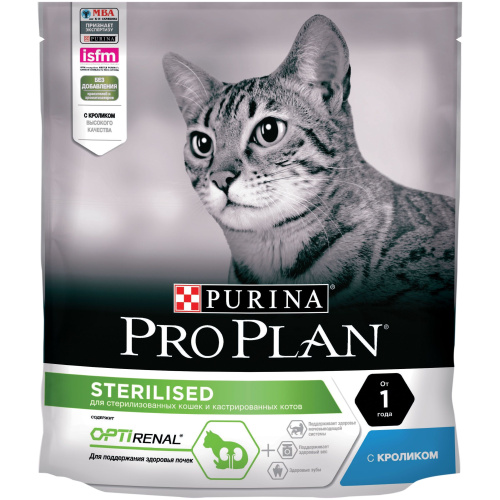 Сухой корм Purina Pro Plan для стерилизованных кошек и кастрированных котов, кролик, пакет