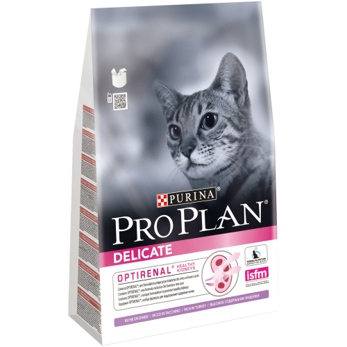 Сухой корм Purina Pro Plan Delicate для кошек с чувствительным пищеварением, индейка, пакет, 3 кг