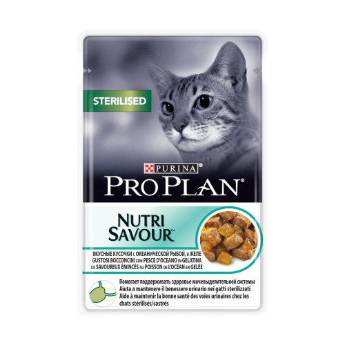 Влажный корм Purina Pro Plan для стерилизованных кошек и кастрированных котов, океаническая рыба в желе, пауч, 85 г