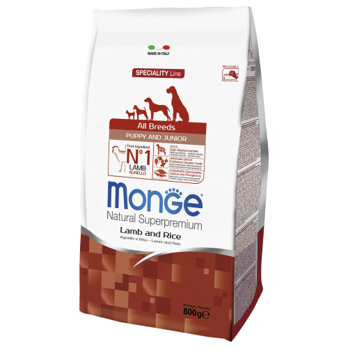 Monge Dog Speciality Puppy&Junior корм для щенков всех пород ягненок с рисом 800г