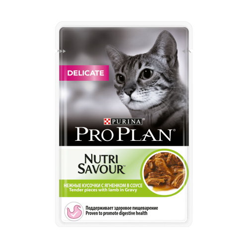 Влажный корм Purina Pro Plan Delicate для кошек с чувствительным пищеварением, ягнёнок, пауч