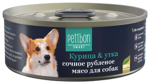 Petibon Smart Рубленое мясо 100 г для собак с курицей и уткой