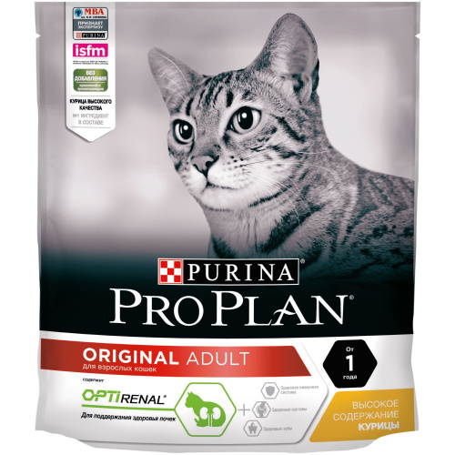 Сухой корм для взрослых кошек Purina Pro Plan Adult, курица, пакет, 400 г