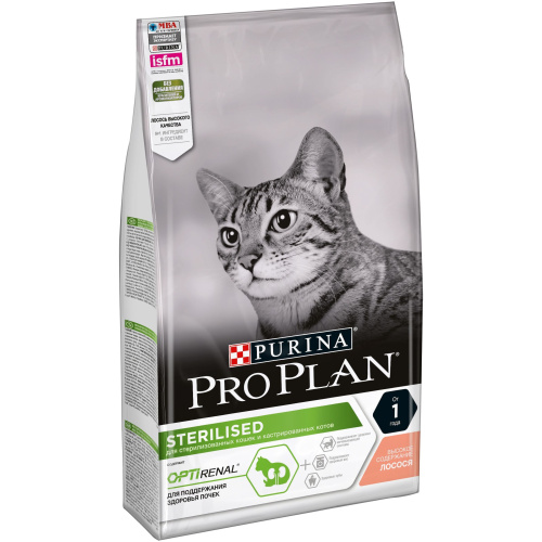 Сухой корм Purina Pro Plan для стерилизованных кошек и кастрированных котов, лосось, пакет, 1,5 кг