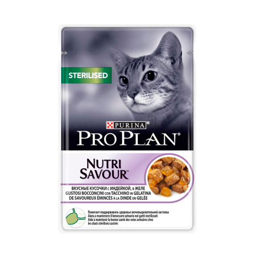 Влажный корм Purina Pro Plan для стерилизованных кошек и кастрированных котов, индейка, пауч