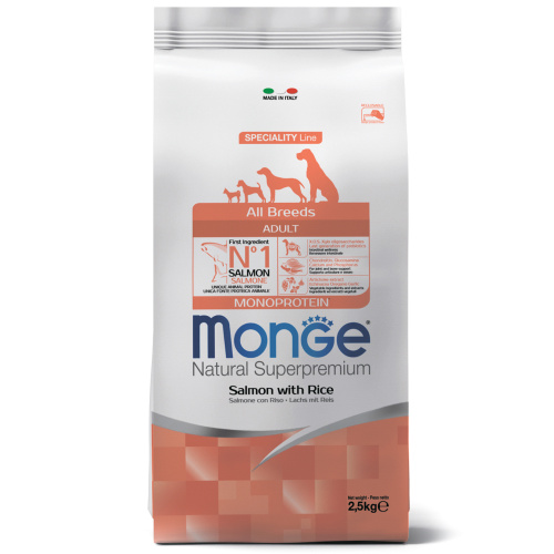 Monge Dog Monoprotein корм для собак всех пород лосось с рисом 2,5 кг