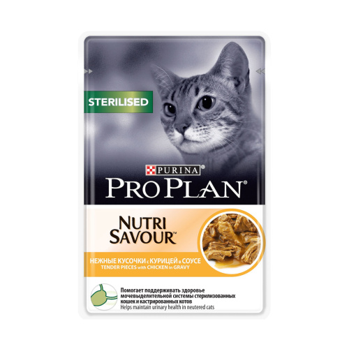 Влажный корм Purina Pro Plan для стерилизованных кошек и кастрированных котов, курица, пауч