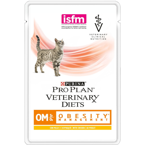 Влажный корм Purina Pro Plan Veterinary Diets OM, корм для кошек при ожирении, курица, пауч