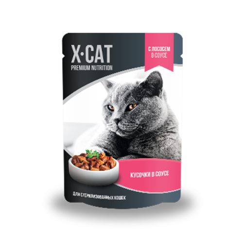 X-Cat с лососем в соусе для стерилизованных кошек