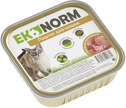 Ekonorm Паштет 100 г для кошек с индейкой и потрошками