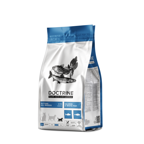 Арт. 34558 Doctrine Корм беззерновой для котят с лососем и белой рыбой 0,8 кг