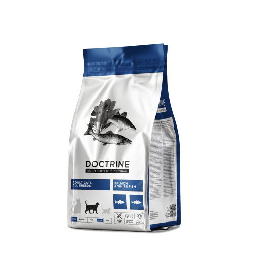Арт. 34561 Doctrine Корм беззерновой для кошек с лососем и белой рыбой 0,8 кг
